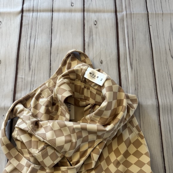 Wilo the Label Brown White Wave Print Checkered Workout‎ Set XS Activewear - Picture 10 of 10